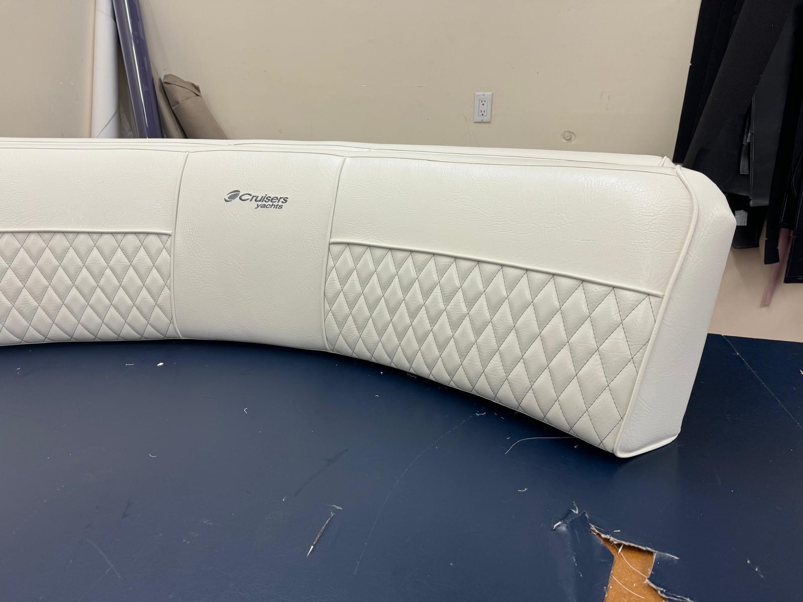 Custom Cruisers yachts cushion on the workbench