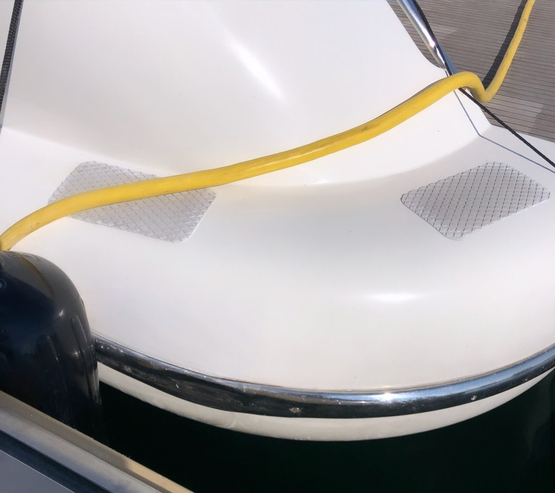 The same white topside panel repaired and colour matched